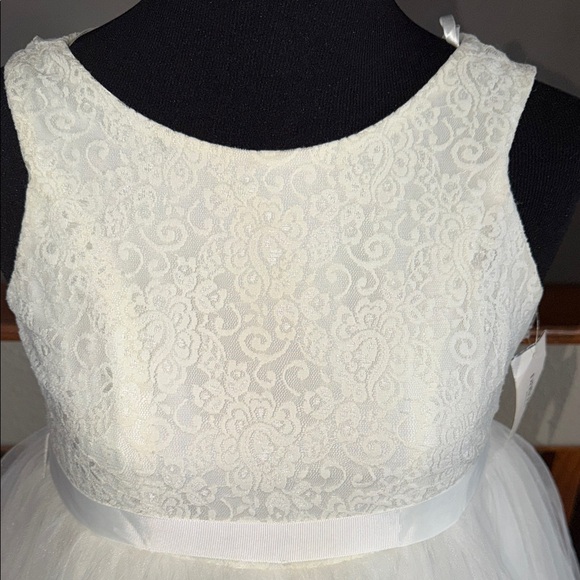 David's Bridal Soft White Flower Girl Dress NWT - Picture 2 of 10